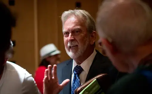 James E. Mitchell testified to the military tribunal at Guantánamo Bay for a second day on Wednesday. Image by Angel Valentin / The New York Times. Cuba, 2020.