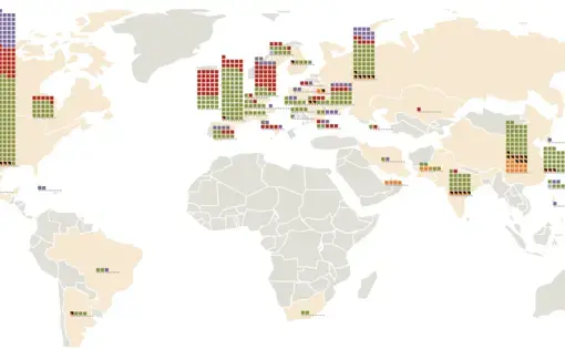 Map of nuclear power reactor construction.