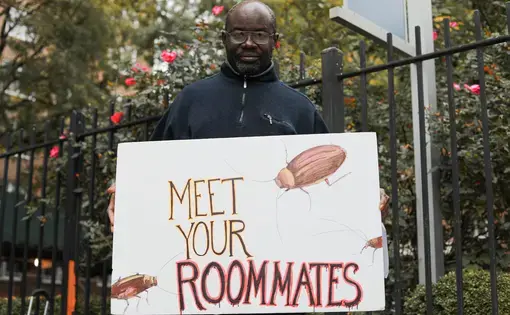 Mbaye Lo immigrated from Senegal to Harlem. He has been living in his Harlem with his wife and seven children for 18 years and is now facing eviction. He wants New York to cancel rent. Image by Kayla Hui. United States, 2020.