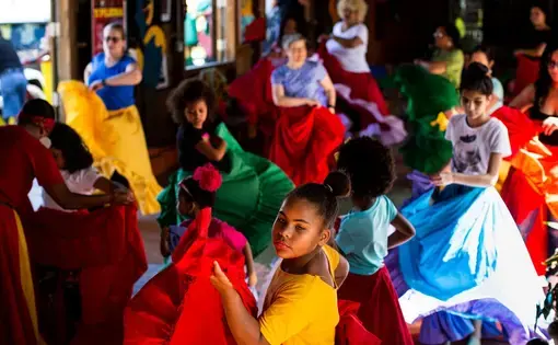 A bomba dance class at the Corporación Piñones Se Integra community center in Loíza, P.R. Image by Erika P. Rodriguez / The New York Times. United States, 2020.