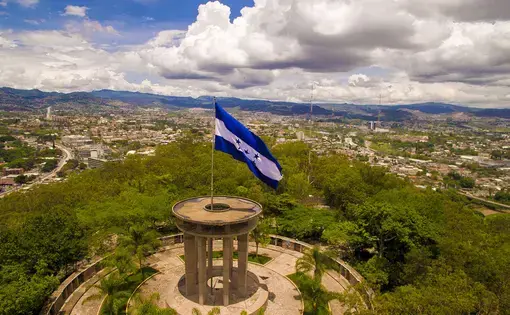 Honduran flag. Image by Shutterstock. Honduras, 2019.