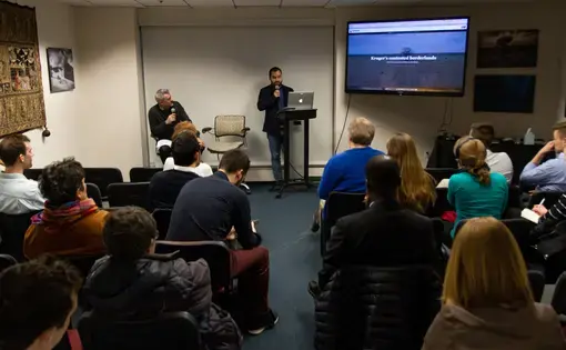 Jacopo Ottaviani addressing the audience. Image by Claire Seaton. United States, 2019.