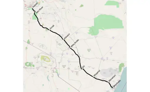 Mombasa-Nairobi Standard Gauge Railway Map. Image courtesy of Wikimedia Commons [CC BY 4.0].
