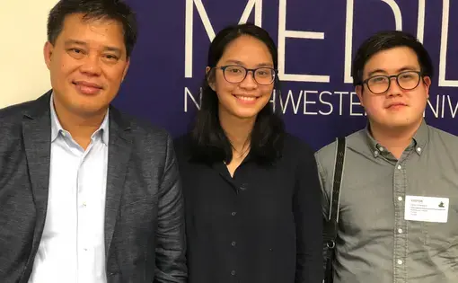 Human Rights Watch Philippines Researcher Carlos Conde, Medill student fellow Pat Nabong, and photojournalist Frederico Cruz. Image by Kem Knapp Sawyer. United States, 2018.