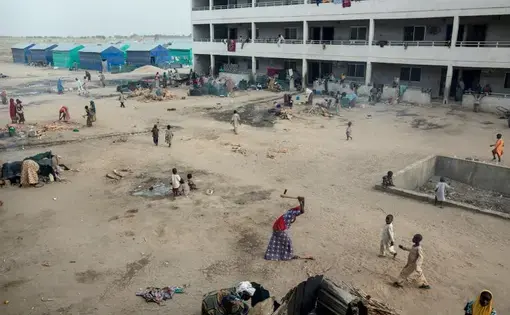 Custom House, a camp on the outskirts of Maiduguri, Nigeria, for people displaced by the conflict with Boko Haram, has more than 9,000 residents. Image by Glenna Gordon. Nigeria, 2017.