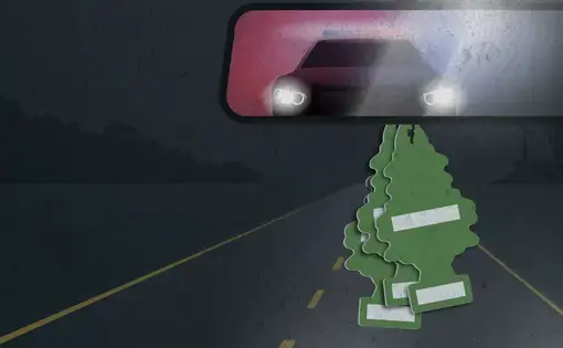 Police spot a vehicle they deem suspicious because of out-of-state license plates, erratic driving or other common tells. The police then follow the vehicle and watch for traffic violations to justify the stop. Image by David Kovaluk. 2019.