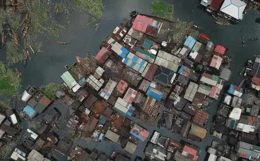 A drone image of Makoko. Image by Uhurulabs / africanDRONE / CfAfrica. Nigeria, undated.
