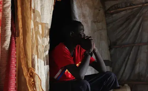 Lam, a former child soldier, in the Juba Civil Protection Camp in July. Image by Andreea Campeanu. South Sudan, 2018.