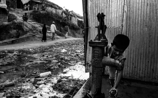 The sheer number of people and the limited infrastructure have led to filthy conditions in the camps. There is almost no privacy. Image by Szymon Barylski. Bangladesh, 2018.