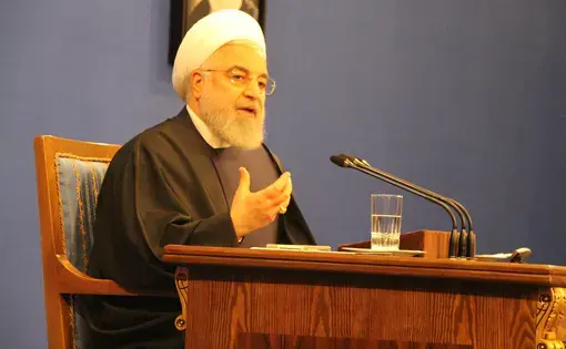 Iran's President Rouhani. Image by Reese Erlich. Iran, 2020.