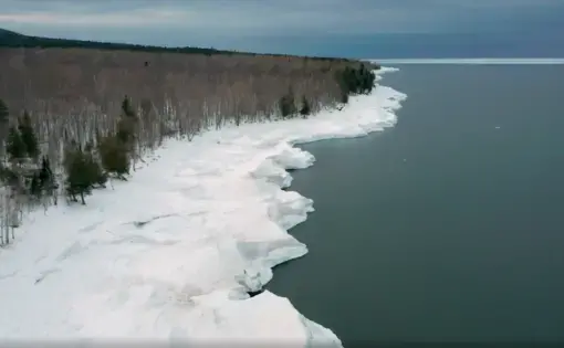 The icy shores of Lake Superior this winter. Image by Zbigniew Bzdak/Chicago Tribune. United States, 2020.