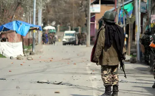 Clashes erupted after security forces killed two foreign militants belonged to the Jaish-E-Mohammad extremist group and were residents of Pakistan at Dooru area of Anantnag district. Image by Aasif Shafi. Pakistan, 2018.