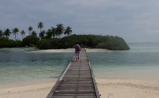 A tourist beach in the Maldives, where democracy is increasingly in jeopardy. Image by Kai Shultz. The Maldives, 2017.