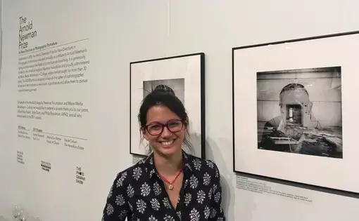 Daniella Zalcman at an exhibition of her work honoring her for winning the Arnold Newman Prize. Image courtesy of Daniella Zalcman. United States, 2017.