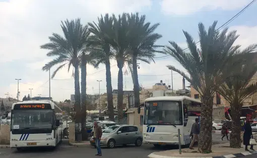 One of three disparate parts of Palestinian East Jerusalem's "central" bus stations. Image by Miriam Berger, 2017.