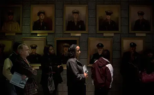 Voters line up at the Richmond Police Training Academy in Richmond to vote in the 3rd Congressional District during the 2012 presidential elections. Image by Andrea Bruce. United States, 2012.