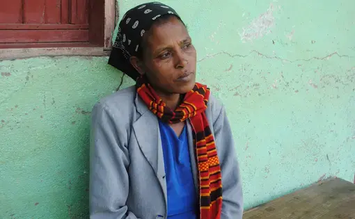 Abebech Yacob was 14 years old when she was cut. “They tied my legs with rope,” she recalled. “I was bleeding almost 12 hours. I was almost dead.” Image by Amy Yee. Ethiopia, 2016.