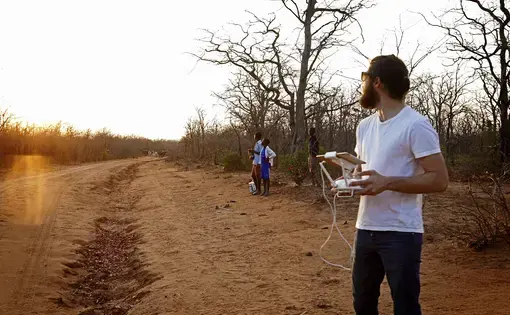 Drone footage provides visuals in areas where there are no roads, where access is limited, wild animals may roam and the bush is often impenetrable. Image by Fiona Macleod. Mozambique, 2018.