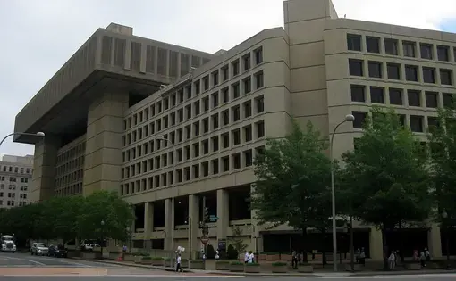 The J. Edgar Hoover Building, at 935 Pennsylvania Avenue, has served as the headquarters of the Federal Bureau of Investigators (FBI) since it first opened in 1974. Image by Wally Gobetz / Flickr. United States, 2009.