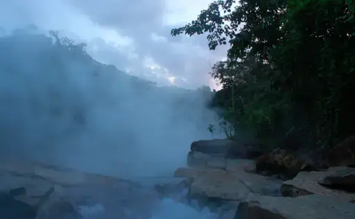 The boiling river in Peru is one of two geothermal systems in the world not attributed to volcanic activity. Its spiritual value and scientific significance are not legally protected, and the area is now under threat of deforestation and climate change. Image by Natalie Hutchison. Peru, 2017.