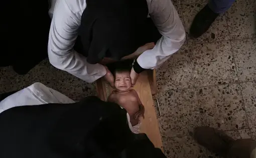 Hospital in al-Khoukha, Yemen. Image by Nariman El-Mofty. Yemen, 2018. Hospital in al-Khoukha, Yemen. Image by Nariman El-Mofty. Yemen, 2018.