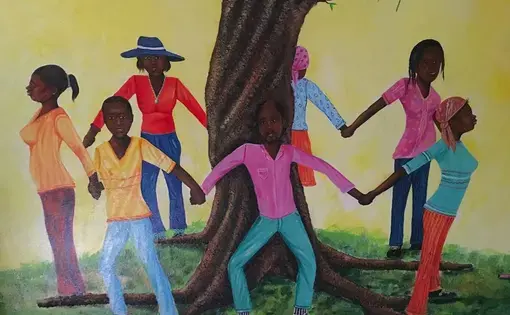 This tree was made by cancer patients and represents hope of regrowth through the community. Image by Anna Russell. Haiti, 2017.