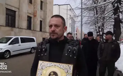 Leaders of the Night Wolves, a Russian biker gang, have been barred from Bosnia as a security risk. Image by the PBS NewsHour. Bosnia, 2018.