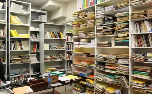 In the offices of Serge and Beate Klarsfeld. Image by Sarah Wildman. France, 2017.