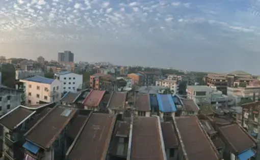A photo of downtown Yangon, Myanmar's largest city and commerical capital. Image by Timothy McLaughlin. Myanmar, 2018.
