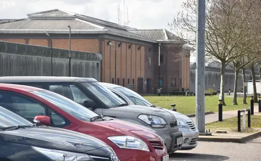 The entrance to H.M.P Belmarsh as seen from outside the visiting center. Image by Paul LeBlanc. United Kingdom, 2018.