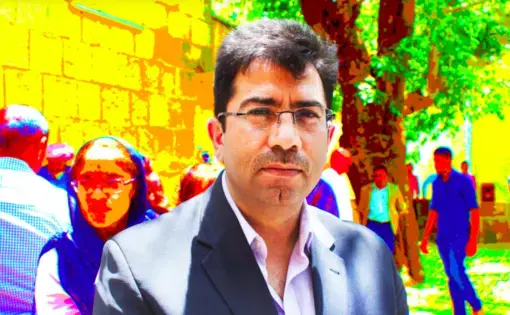Mirza Dinnayi, a Yazidi activist and humanitarian, helped the German state of Baden-Württemberg transport more than 1,000 survivors of ISIS slavery to Germany for medical and psychological treatment in an unprecedented asylum program. Image by Emily Feldman/Illustration by Lyne Lucien/The Daily Beast. Iraq, 2015.