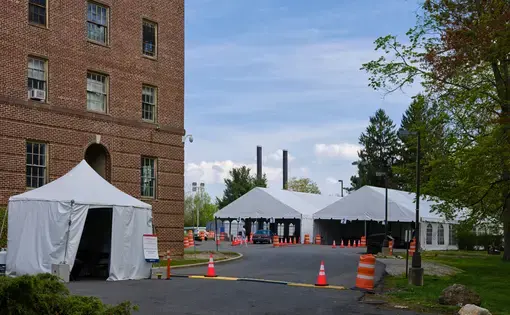 Westchester Medical Center Coronavirus (Covid-19) mobile testing site. Image by Sinisa Kukic / Shutterstock. United States, 2020.