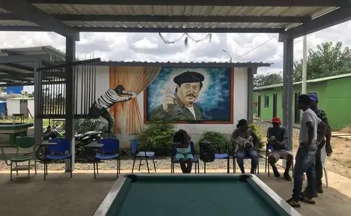 Former FARC members living in transition zones have painted their homes and public areas with colourful murals of the group's leaders, like this one in Tumaco. Image by Mariana Palau/TNH. Colombia, 2019. 