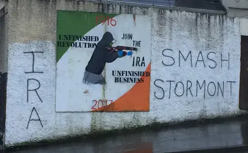 Pro-IRA graffiti in Derry's predominantly Catholic working class Bogside neighborhood. Image by Dan Haverty. United Kingdom, 2018.