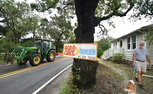 A message of hope now greets all visitors to Ocracoke, which was severely flooded during Hurricane Dorian in 2019. Image by Dylan Ray. United States, undated.