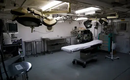 The medical clinic at Guantanamo Bay’s detention center. Health care on the base is limited for detainees and service members. Image by Doug Mills / The New York Times. United States, undated.