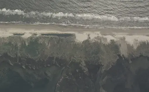 Ocracoke trouble spot along N.C. 12 shown August 29, 2011. Image by NCDOT Communications. United States, 2011.