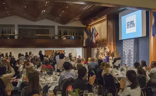 Girl Be Heard receives a standing ovation after their 2017 Gender Lens performance. Image by Jin Ding. United States, 2017.