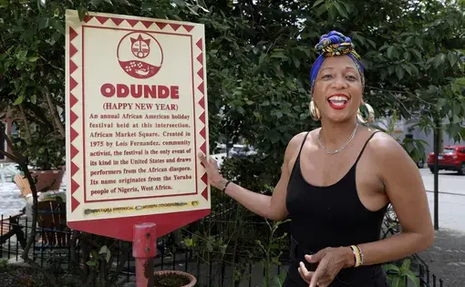 OshunBumi Fernandez-West, CEO of ODUNDE, at 23rd and South St., on June 5, 2020. Image by Elizabeth Robertson / The Philadelphia Inquirer. United States, 2020.