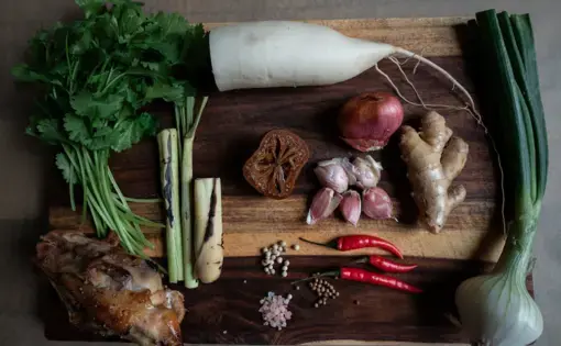 Preparing ingredients for pickled lime soup. Image by Kalyanee Mam. United States, 2020.