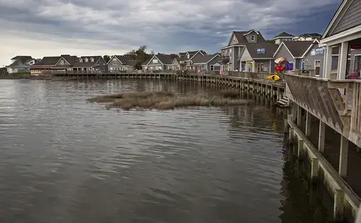 A waterfront pier in Duck, North Carolina. Image by aceshot1 / Shutterstock.com. United States, 2014.