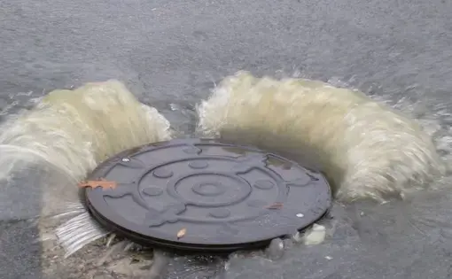 Closeup of a sanitary sewer overflow. Image by Lawrence Cahoon / UNCW. United States, undated.