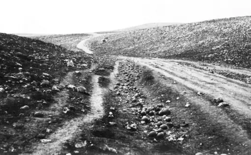 Valley of the Shadow of Death. Image by Roger Fenton/Wikimedia Commons. Crimea, 1855.