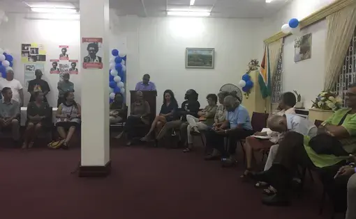 The commemoration for Walter Rodney hosted by the Working People’s Alliance, a socialist political party. Image by Campbell Rawlins. Guyana, 2017.