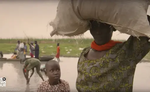 Still image from Jane Ferguson's PBS NewsHour video, "Millions Are on the Brink of War-Driven Starvation in South Sudan." 2017.