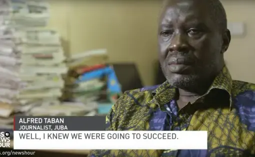 Still image from Jane Ferguson's PBS NewsHour video, "South Sudan’s Civil War Spirals into Genocide, Leaving Ghost Towns in its Wake." 2017.