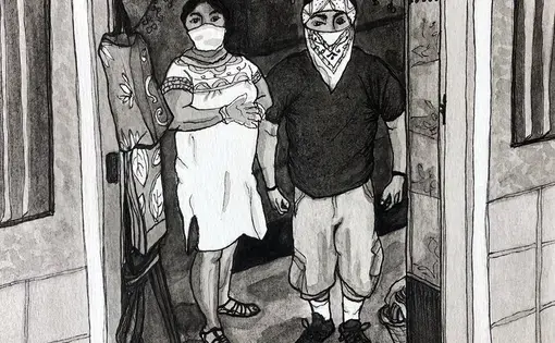 Connie Rivera and Ricardo Pena at Mixcoatl. Illustration by Molly Oleson.