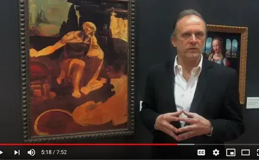 Chief Curator Bill Conger guides viewers through the works of Leonardo DaVinci in one of hundreds of videos that make up the Virtual Peoria Riverfront Museum. Image by Peoria Riverfront Museum. United States, 2020.