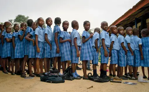 Students at a Bridge International Academies school in Liberia. Image by Diana Zeyneb Alhindawi for The New York Times. Liberia, 2017.