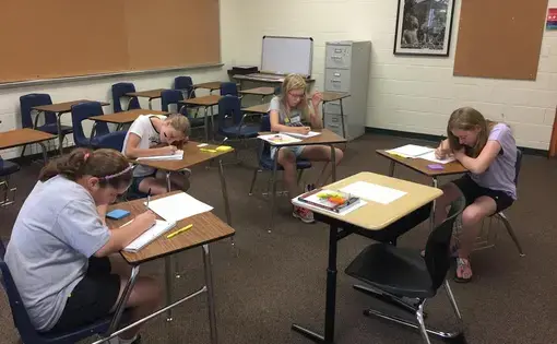 Students at Summit Summer's Pulitzer Center Journalism Camp work on their projects. Image courtesy of Anthony Myers. Winston-Salem, NC, 2017.